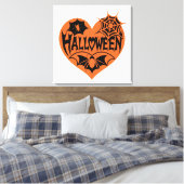 Cœur d'Halloween, Forme de cœur orange, Toile d'ar (Insitu(Chambre))