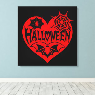 Cœur d'Halloween, Forme de cœur rouge, Toile d'ara