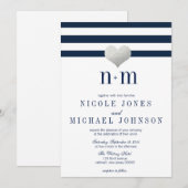 Coeur d'huile d'argent + invitations de mariage (Devant / Derrière)