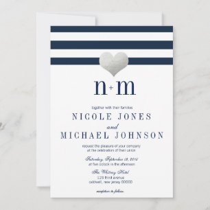Coeur d'huile d'argent + invitations de mariage