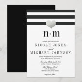 Coeur d'huile d'argent + invitations de mariage (Devant / Derrière)