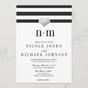 Coeur d'huile d'argent + invitations de mariage