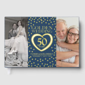 Coeur d'or 50e anniversaire mariage photos bleu (Recto)
