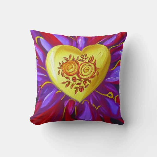 Coeur d'or avec oreiller à lancer Rose (Recto)