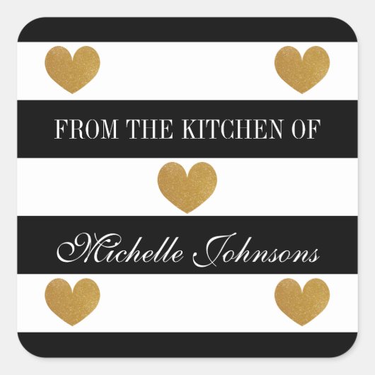 Coeur d'or chic rayé Du kichen de sticker (Devant)