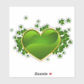 Coeur doré avec sticker Shamrock (Feuille)