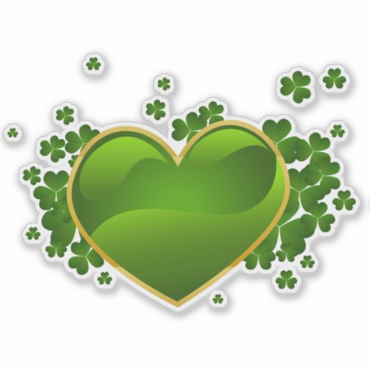 Coeur doré avec sticker Shamrock (Devant)