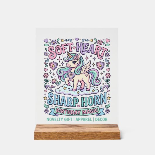 Cœur doux de licorne Corne pointue Typographie gra (Recto)