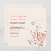 Coeur doux et Faire-part de mariage à papillons (Devant / Derrière)