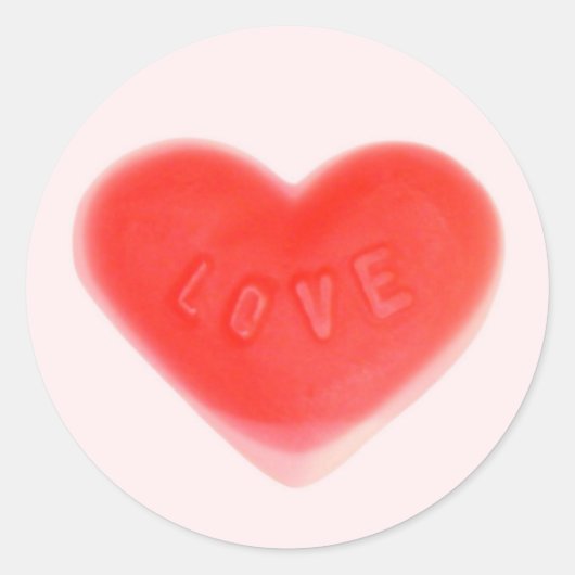 Coeur doux Pink autocollant rond (Devant)