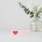 Coeur doux rose carte de visite rouge maigre (Debout devant)