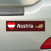 Coeur drapeau autrichien + Sticker pare-chocs (En voiture)