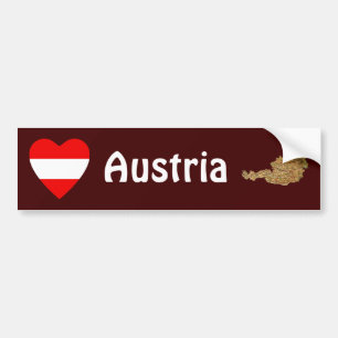 Coeur drapeau autrichien + Sticker pare-chocs