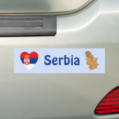 Coeur drapeau de Serbie + Sticker pare-chocs de ca (En voiture)