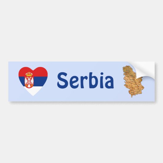 Coeur drapeau de Serbie + Sticker pare-chocs de ca (Devant)