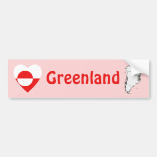 Coeur drapeau du Groenland + Sticker pare-chocs