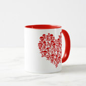 Coeur du crâne Mug rouge (Devant droit)