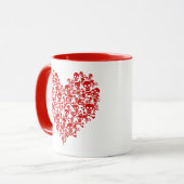 Coeur du crâne Mug rouge (Devant gauche)