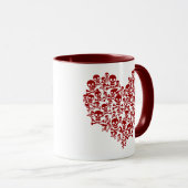 Coeur du crâne Mug rouge foncé (Devant droit)