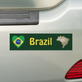 Coeur du drapeau brésilien + Sticker pare-chocs (En voiture)