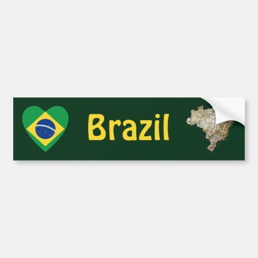 Coeur du drapeau brésilien + Sticker pare-chocs (Devant)