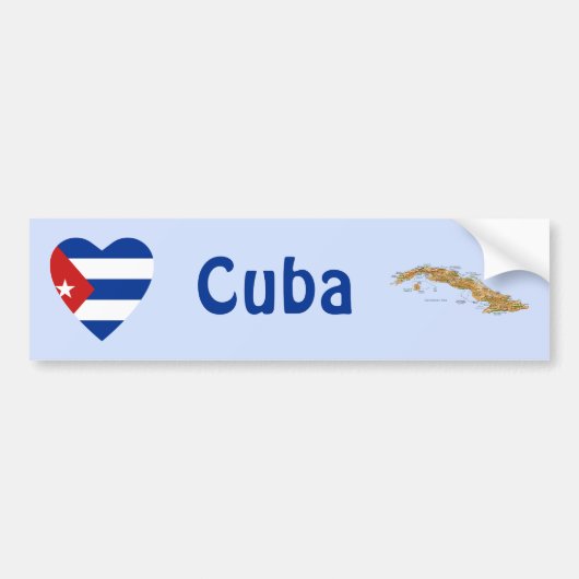 Coeur du drapeau cubain + Sticker pare-chocs (Devant)