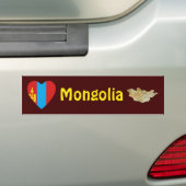 Coeur du drapeau de Mongolie + Sticker pare-chocs (En voiture)