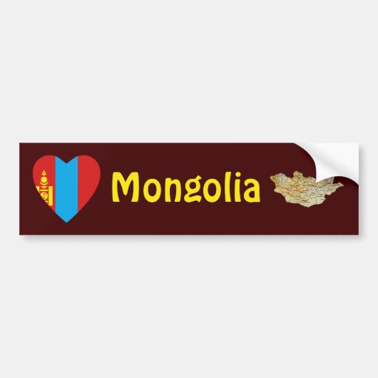 Coeur du drapeau de Mongolie + Sticker pare-chocs (Devant)