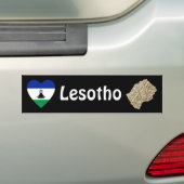 Coeur du drapeau du Lesotho + Bumper Sticker (En voiture)
