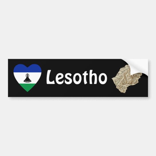 Coeur du drapeau du Lesotho + Bumper Sticker (Devant)