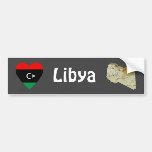 Coeur du drapeau libyen + Sticker pare-chocs de ca