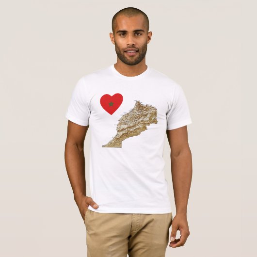Coeur du drapeau marocain et T-shirt (Devant entier)