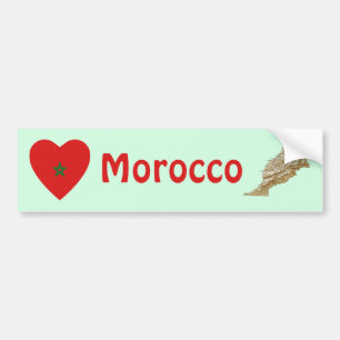 Coeur du drapeau marocain + Sticker pare-chocs