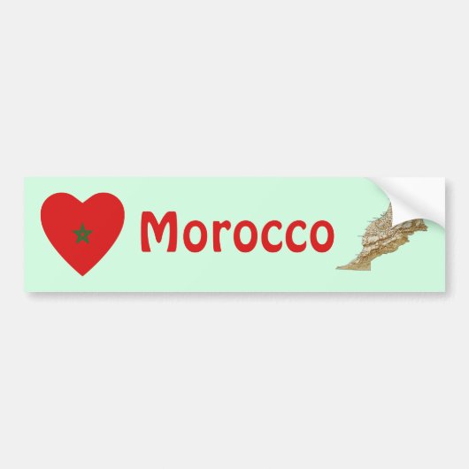 Coeur du drapeau marocain + Sticker pare-chocs (Devant)