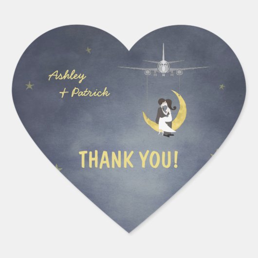 Cœur Écrit dans le Sticker Mariage Merci des étoiles (Devant)