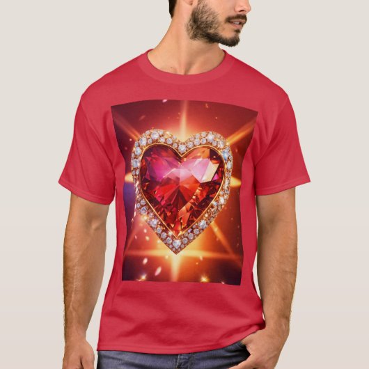 Coeur élégant avec diamants T-shirt d'art Abstrait (Devant)