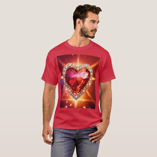 Coeur élégant avec diamants T-shirt d'art Abstrait (Devant entier)