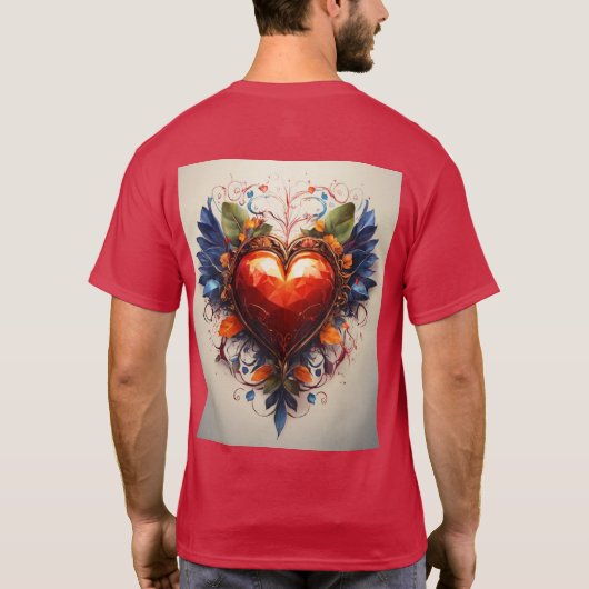 Coeur élégant avec diamants T-shirt d'art Abstrait (Dos)