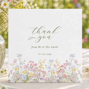 Cœur Élégant Merci Wildflower Mariage