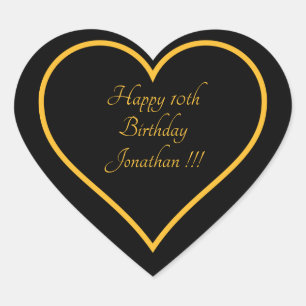 Cœur Élégant Nom Or Joyeux Anniversaire Coeur Sticker