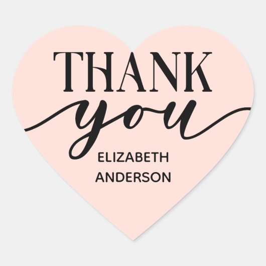 Cœur Élégant Sticker de Merci noir blanc (Devant)