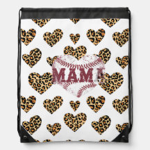 Coeur Empreinte de léopard Mama | Sac à dos à cord