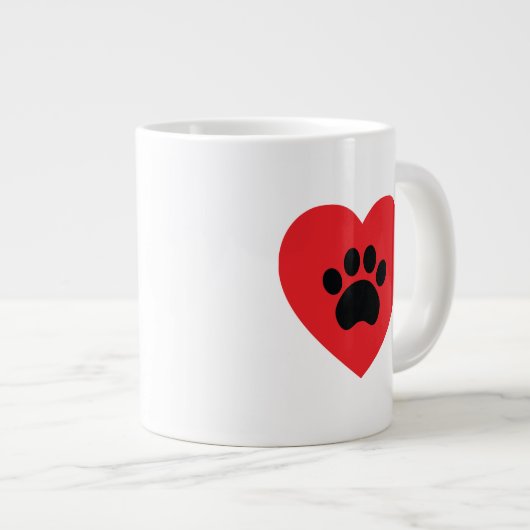 Coeur Empreinte de patte Jumbo Mug (Devant droit)