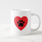 Coeur Empreinte de patte Jumbo Mug (Droite)