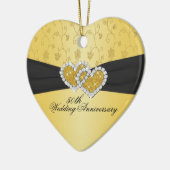 Cœur En Céramique cinquantième Ornement de souvenir d'anniversaire (Gauche)