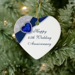 Cœur En Céramique Damask 45e anniversaire de Mariage Ornement cardia