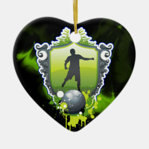Cœur En Céramique Football 1 Ornement