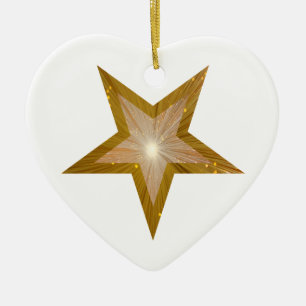 Cœur En Céramique Gold Star ornement forme coeur blanc