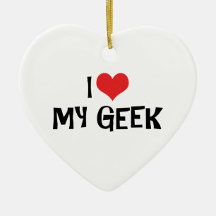 Cœur En Céramique J'Aime Mon Ornement Geek
