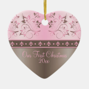 Cœur En Céramique Notre premier ornement de garde de Noël